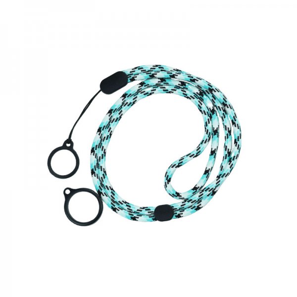 Round Adjustable Lanyard With 2 Silicone Rings Black + Blue (1pc)