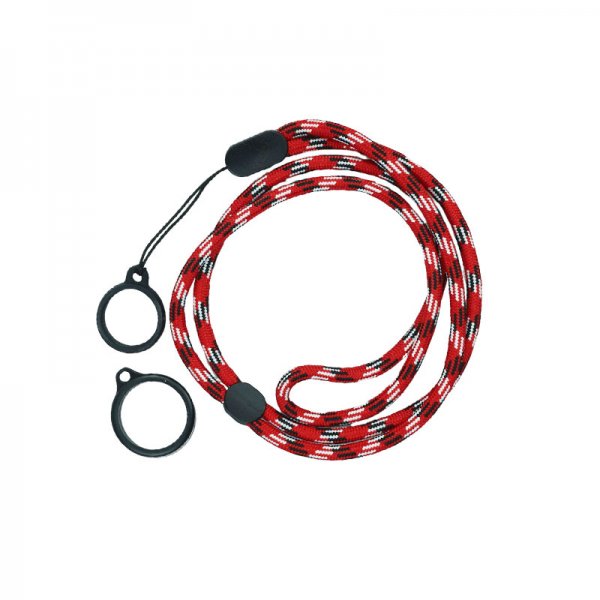 Round Adjustable Lanyard With 2 Silicone Rings Red + White (1pc)