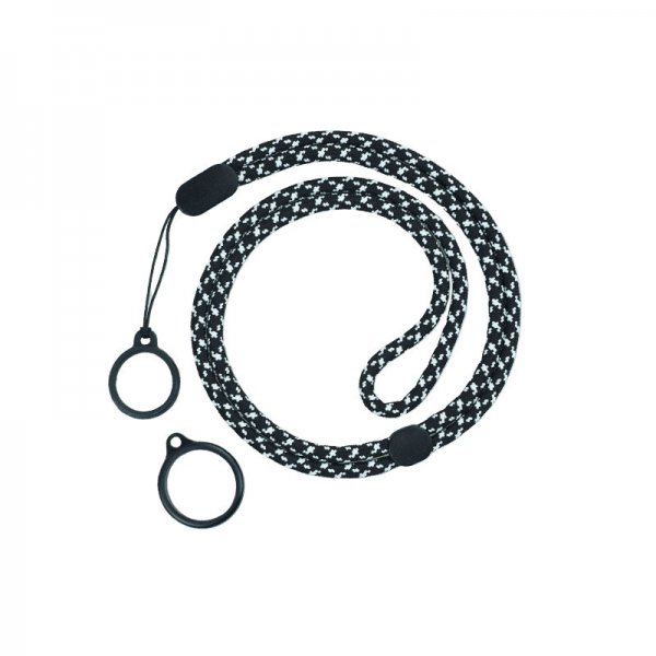 Round Adjustable Lanyard With 2 Silicone Rings Black + White (1pc)