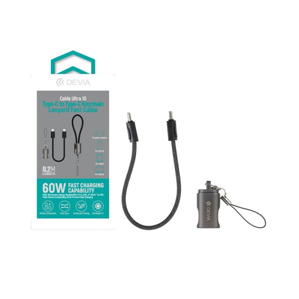 USB-C to USB-C Ultra 10 Keychain Charging Cable (1pc) - DEVIA