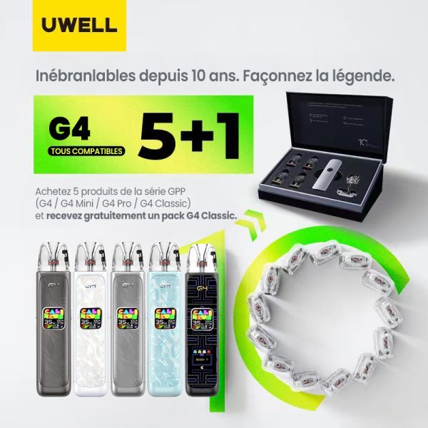 [Offer] Buy 5 Caliburn G4 Pod Kits, Get 1 G4 Classic Gift Box Free – Uwell