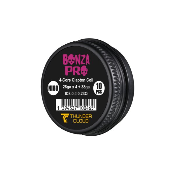 Bonza Pro 4-Core Fused Clapton Coils Ni80 0.23/0.25Ω (10pcs) - Thunder Cloud x Vaping Bogan