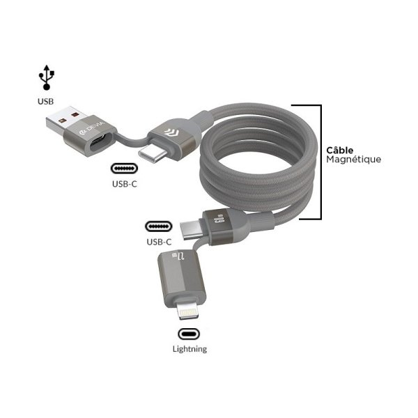 Câble de Charge Multi Fonction Magnétique 4 in 1 Ultra 2 (1pc) - DEVIA