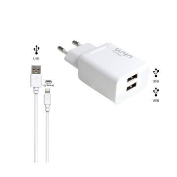 Adaptateur Secteur double USB avec câble USB-A vers Lightning - WYN Access