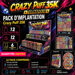 Implantation Pack Crazy Puff 35K (12pcs) 1100mAh 20ml / 2% - Tornadoliq