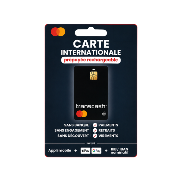 1 Carte International Prépayée Rechargeable - Transcash