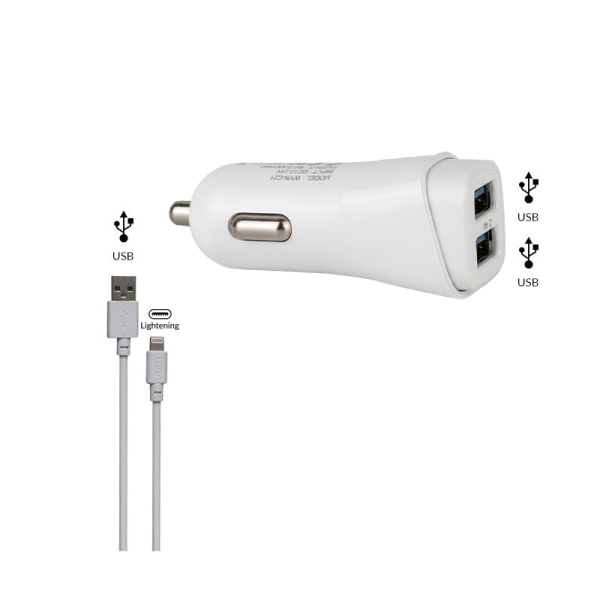 Dual USB Fast Car Charger with Lightning Cable - WYN Access