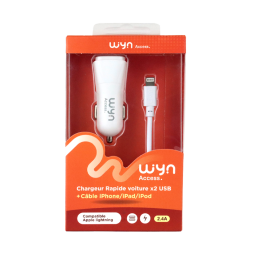 Dual USB Fast Car Charger with Lightning Cable - WYN Access