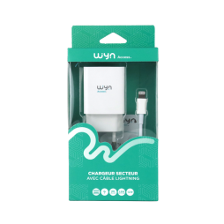 Adaptateur Secteur double USB avec câble USB-A vers Lightning - WYN Access
