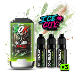 Ice City 50K + 3 E-liquides 850mAh 20ml / 20mg - X-Bar