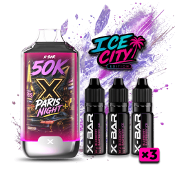 Ice City 50K + 3 E-liquides 850mAh 20ml / 20mg - X-Bar