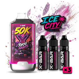 Ice City 50K + 3 E-liquides 850mAh 20ml / 20mg - X-Bar