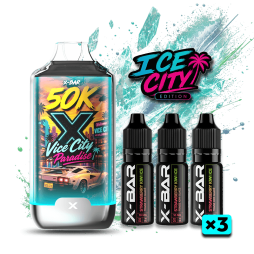 Ice City 50K + 3 E-liquides 850mAh 20ml / 20mg - X-Bar