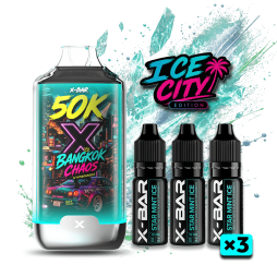 Ice City 50K + 3 E-liquides 850mAh 20ml / 20mg - X-Bar