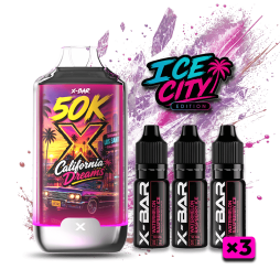 Ice City 50K + 3 E-liquides 850mAh 20ml / 20mg - X-Bar