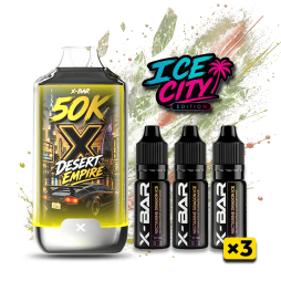 Ice City 50K + 3 E-liquides 850mAh 20ml / 20mg - X-Bar