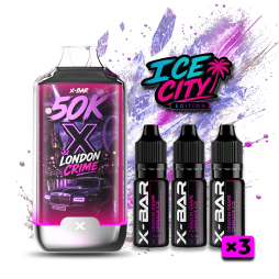 Ice City 50K + 3 E-liquides 850mAh 20ml / 20mg - X-Bar