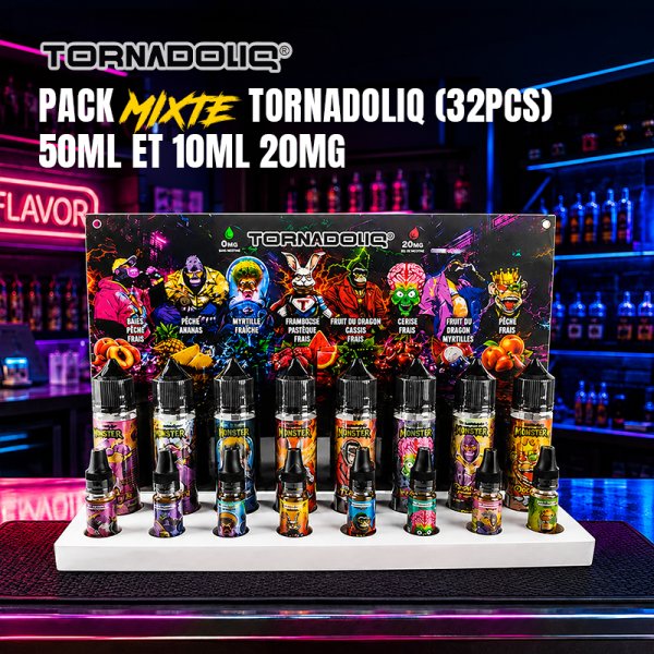 Tornadoliq Mixed Pack (16pcs 10ml + 16pcs 50ml) + 1 Free Display Stand – Tornadoliq